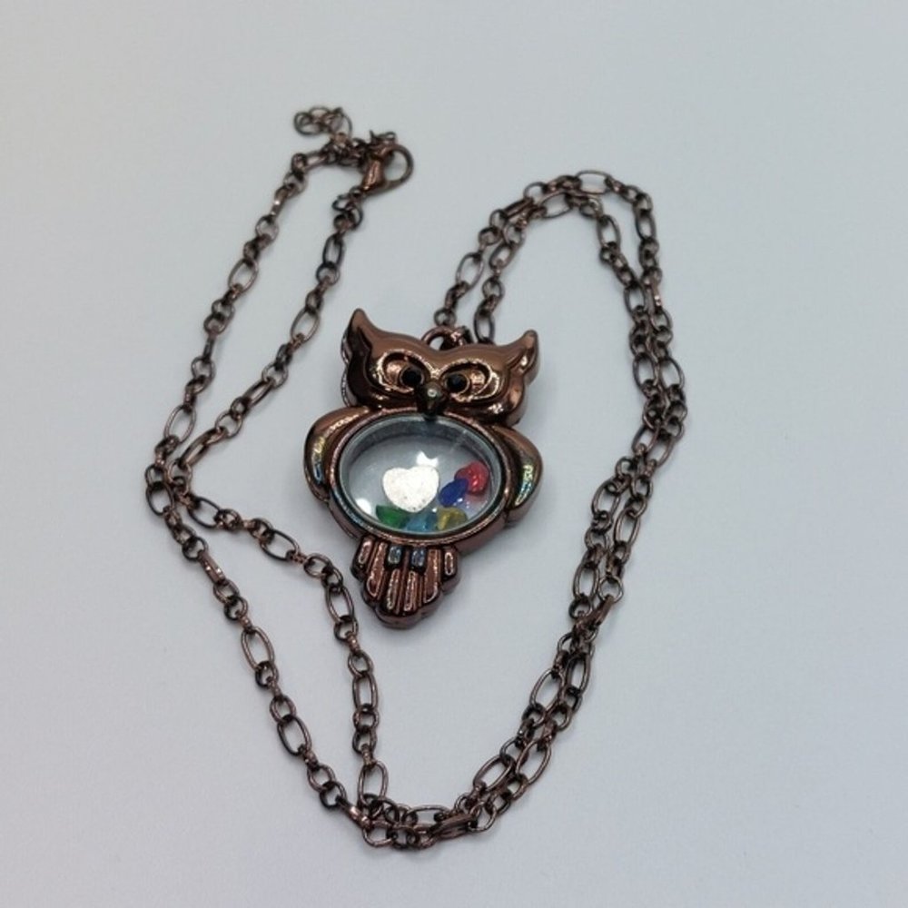 Owl Floating Locket Pendant Necklace